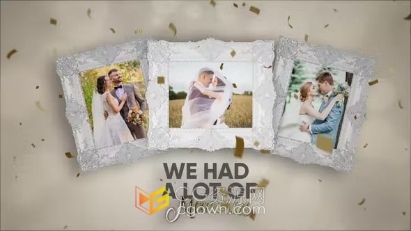 白色木材相框婚礼幻灯片视频相册动画AE模板