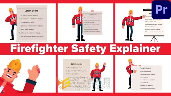 消防员讲解安全知识MG图形动画视频-PR模板