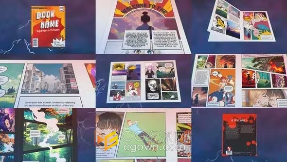 动漫漫画书箱翻页展示动画宣传介绍视频效果AE模板