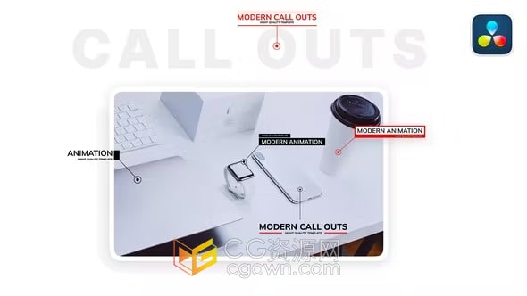 Call Outs DaVinci Resolve呼出指线文字标题动画DR模板