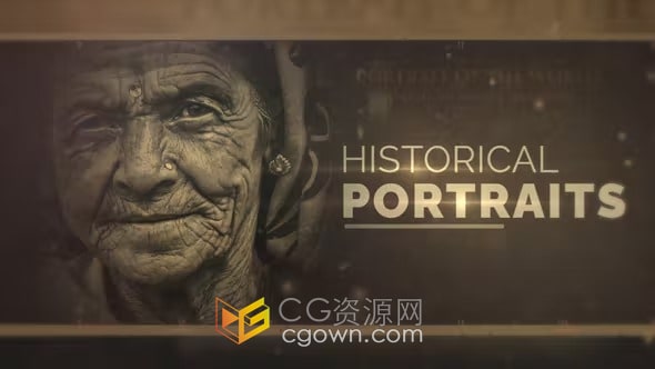 历史纪录片人物肖像照片幻灯片复古视频相册-AE模板