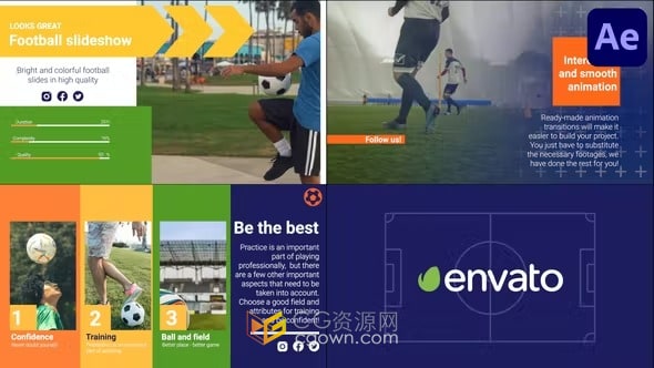 足球视频球员介绍体育运动赛事活动宣传-AE模板