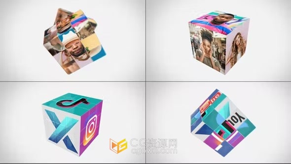 立方体魔方LOGO标志动画Rubik Cube Reveal-AE模板