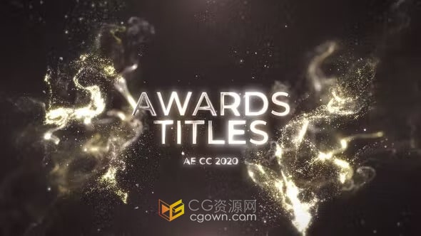Gold Awards Titles耀斑闪光粒子金色标题宣传晚会视频-AE模板