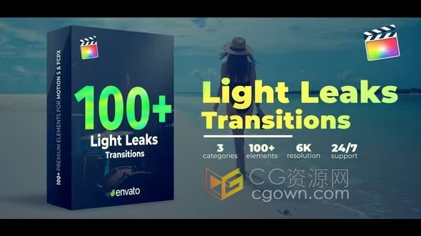Light Leaks Transitions FCPX转场插件100种光效漏光过渡效果
