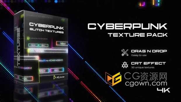 Cyber​​punk Glitch Texture 50多种赛博朋克故障特效纹理动画AE/PR模板/视频素材
