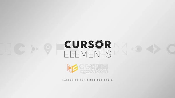 Cursor Elements FCPX插件100组现代简约光标图形元素注释文字标题动画
