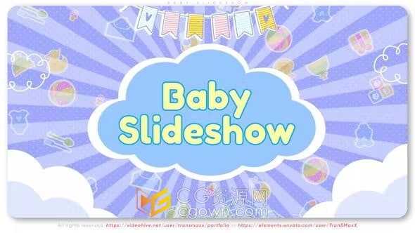 AE模板-儿童幻灯片幼儿园广告学校宣传视频可爱婴儿相册