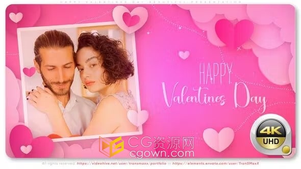 AE模板-柔和浪漫风格创建情人节甜蜜视频婚礼活动相册