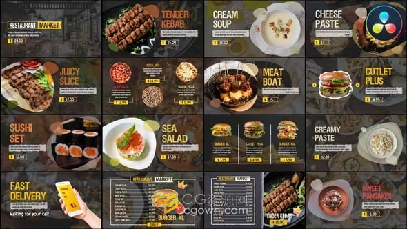 DR模板-社交媒体在线食物菜单展示餐厅咖啡馆广告视频