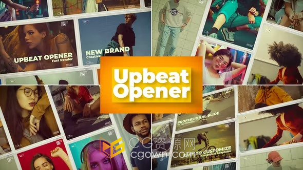 AE模板-視頻相冊照片墻開場白Upbeat Opener