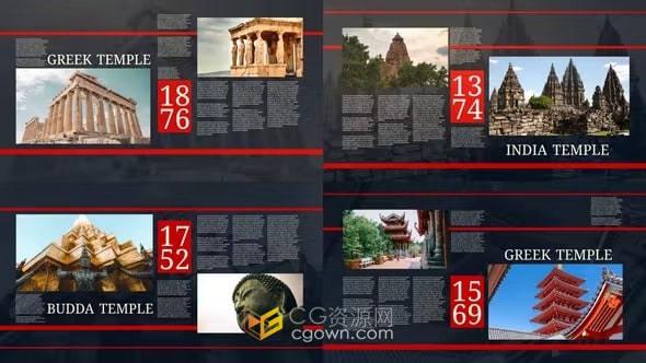 AE模板-摄影作品历史文物建筑图像排版介绍幻灯片