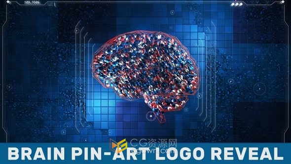 Brain Pin-Art标志3D动画粒子大脑HUD UI元素-AE模板