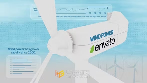 AE模板-清洁可再生能源介绍风力涡轮机发电动画宣传