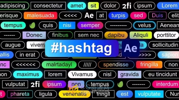 60多種創(chuàng)意高亮標簽文字標題動畫Hashtag AE模板