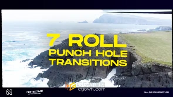 Punch Hole Roll Transitions V03 AE模板冲孔紊乱视频转场