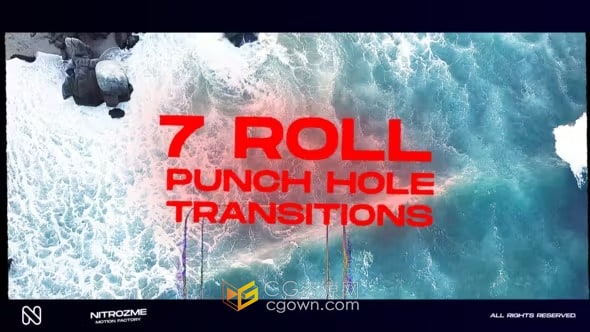 Punch Hole Roll Transitions V04 AE模板冲孔紊乱视频转场