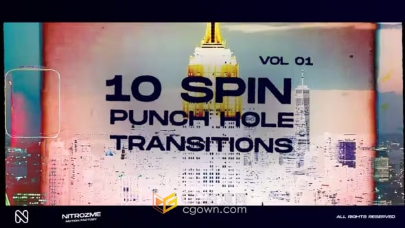 AE转场模板-冲孔自旋转过渡Punch Hole Spin Transitions Vol. 01