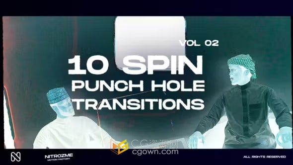 AE转场模板-蒙版自旋转过渡效果Punch Hole Spin Transitions Vol. 02