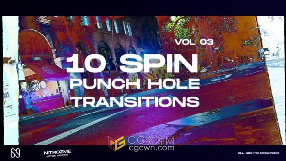 AE转场模板-电影胶片冲孔自旋过渡Punch Hole Spin Transitions Vol. 03