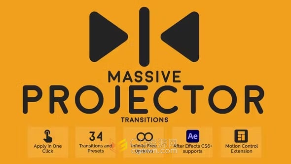 Massive Projector Transitions AE脚本预设包34组复古划痕胶片转场与叠加效果预设
