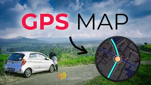 达芬奇模板-卫星导航定位轨迹GPS旅行地图弹出窗口路线动画