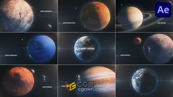 3D空间星球行星标题致谢名单教育视频简介文本动画-AE模板