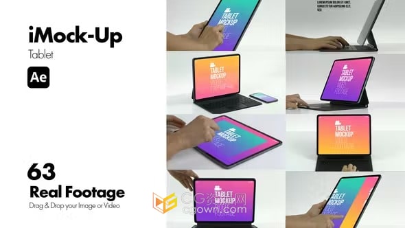 iMock-Up Tablet AE模板63组iPad平板电脑操作动画合成场景视频