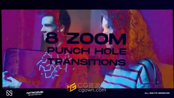 AE转场模板-故障缩放过渡Punch Hole Zoom Transitions Vol. 01