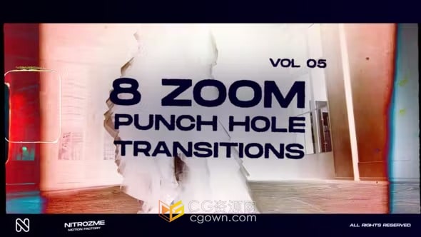AE转场模板-故障缩放过渡Punch Hole Zoom Transitions Vol. 05
