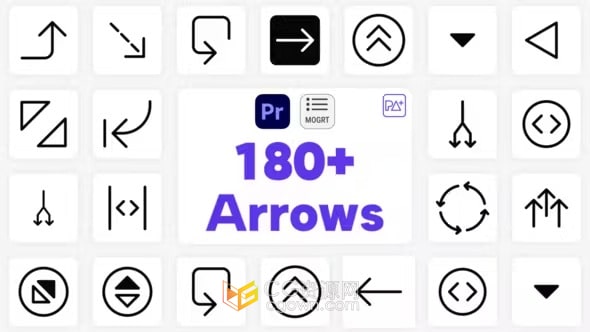 183个箭头图标动画PR模板Big Pack Arrows