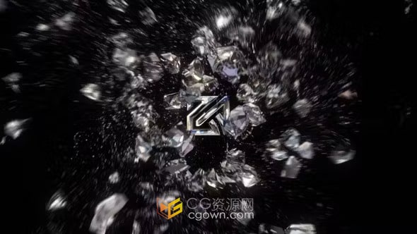 AE模板-水晶钻石分裂碎块动画演绎珠宝品牌时尚工作室LOGO