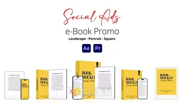 AE与PR模板-电子书促销广告精装小说杂志书籍介绍