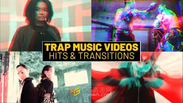 96個(gè)Trap音樂(lè)視頻點(diǎn)擊動(dòng)畫(huà)效果和轉(zhuǎn)場(chǎng)切換元素-PR模板