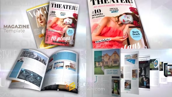 AE模板-时尚商业报道书籍杂志翻页展示杂志宣传展示