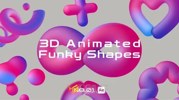 8个3d 动画时髦形状背景元素-AE模板