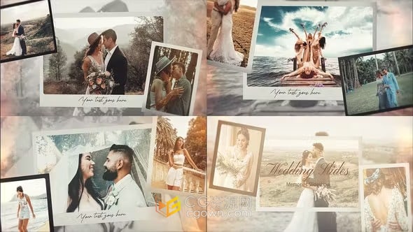 简约优雅婚礼照片幻灯片旅行家庭爱情相册-AE模板