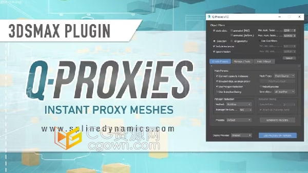 Q-Proxies v1.20 3ds Max插件场景模型代理优化工具