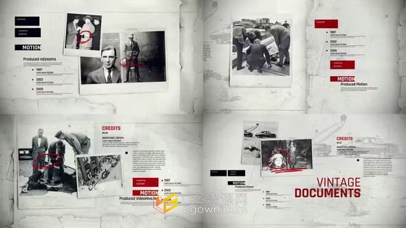 AE模板-调查侦探犯罪电影节目纪录片复古开场白