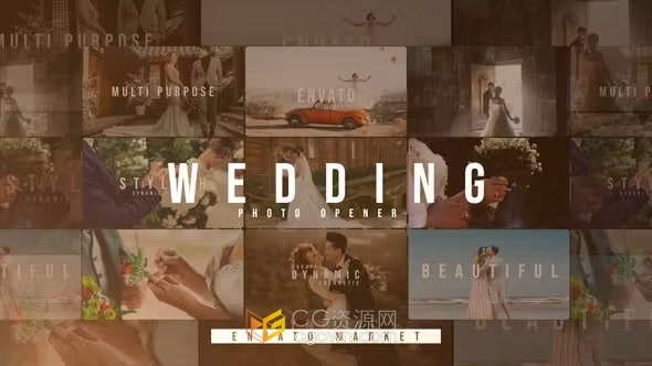 浪漫婚礼照片幻灯片动画视频相册制作AE模板