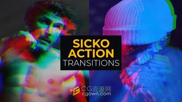 Sicko Action Transitions PR模板剪辑转场16种效果