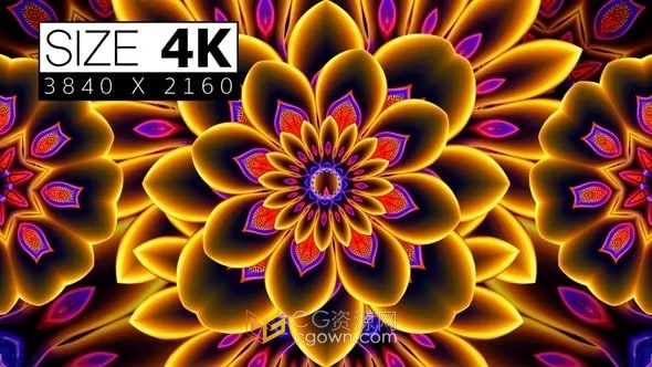 4K艺术太阳花舞循环动画适合狂欢庆典晚会舞台背景-视频素材