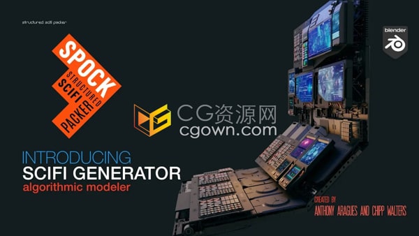Blender插件Spock v1.0.6結(jié)構(gòu)化科幻控制臺模型生成器