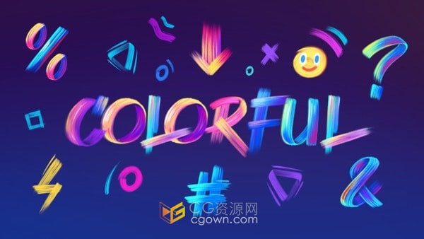 Paint Brush Typography Kit AE模板彩色筆刷畫筆字母數(shù)字元素動(dòng)畫