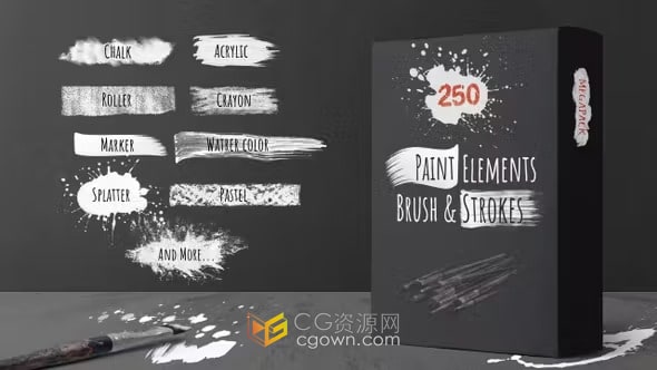 250个画笔和描边笔刷绘画遮罩粉笔涂鸦哑光元素-视频素材