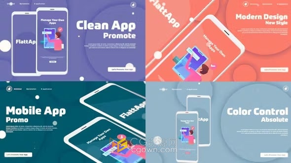 AE模板-手機APP應用程序動畫演示Flat App Promo