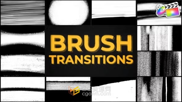 FCPX插件12组笔刷动画转场过渡Brush Transitions