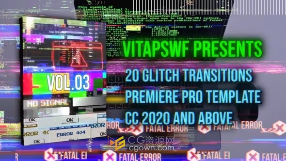 20个信号干扰数字故障过渡Glitch Transitions Vol. 03-PR模板