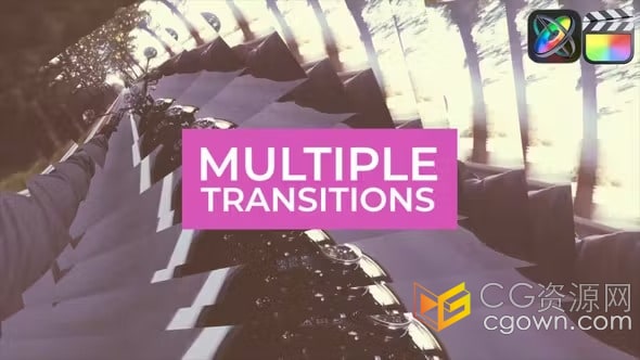 FCPX插件多重画面旋转转场过渡Multiple Transitions