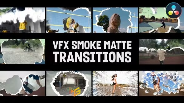 DR达芬奇模板-卡通烟雾遮罩过渡VFX Smoke Matte Transitions